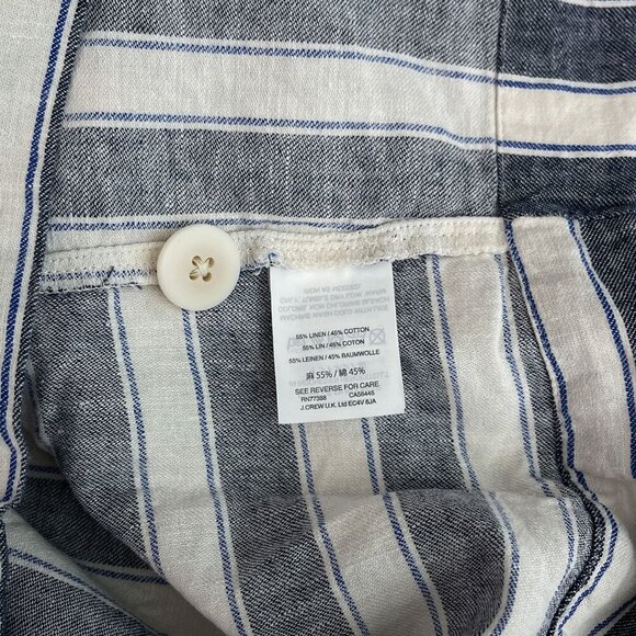 Madewell Stripe Play Button Back Dress Linen Cotton Transatlantic Blue Women M - Picture 11 of 16